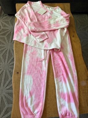 Sunday Riley Pink & White Tie-Dye Jogger Set